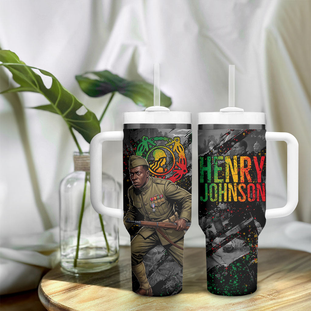 Henry Johnson Black History Month Tumbler With Handle Harlem Hellfighters Pan African Grunge Art