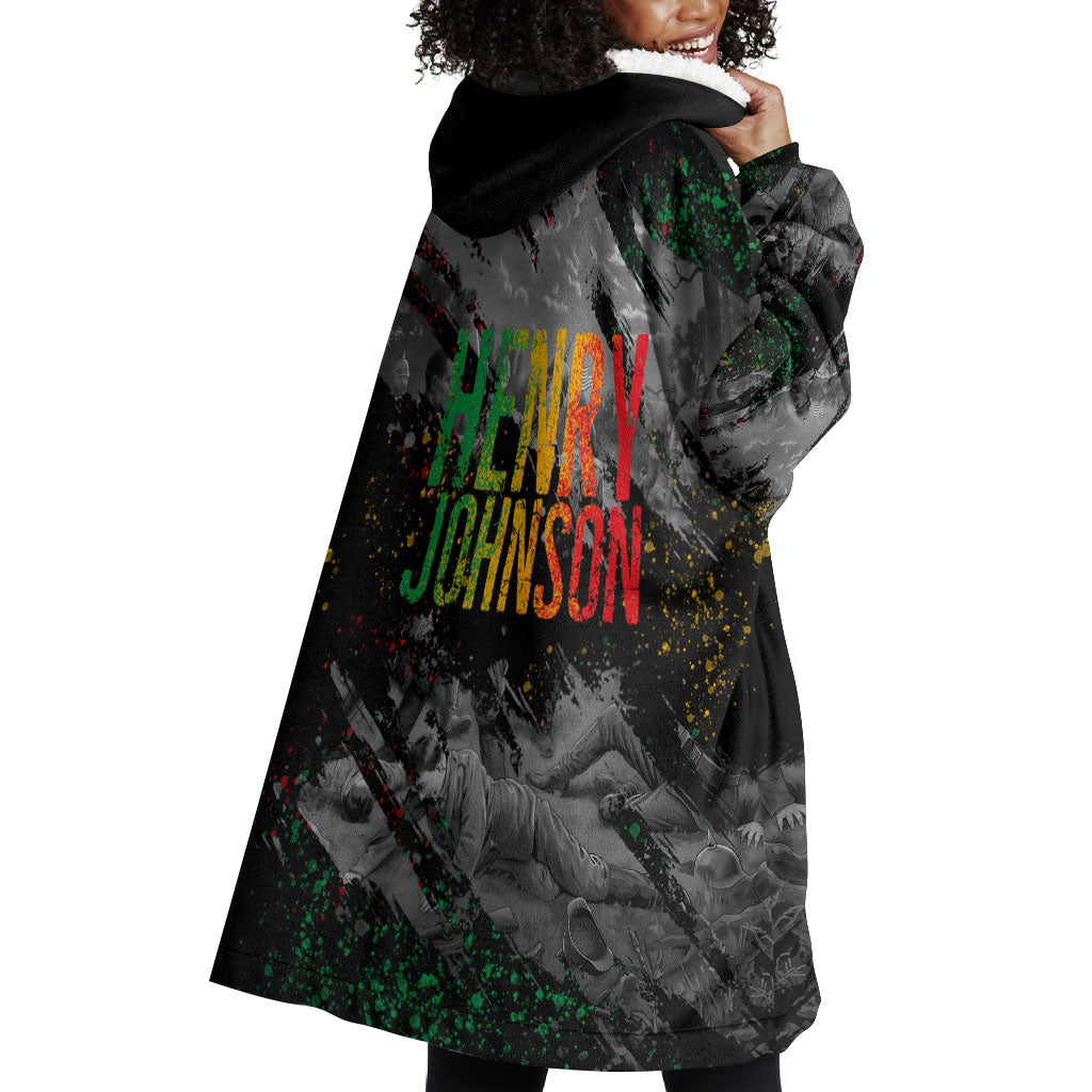 Henry Johnson Black History Month Wearable Blanket Hoodie Harlem Hellfighters Pan African Grunge Art