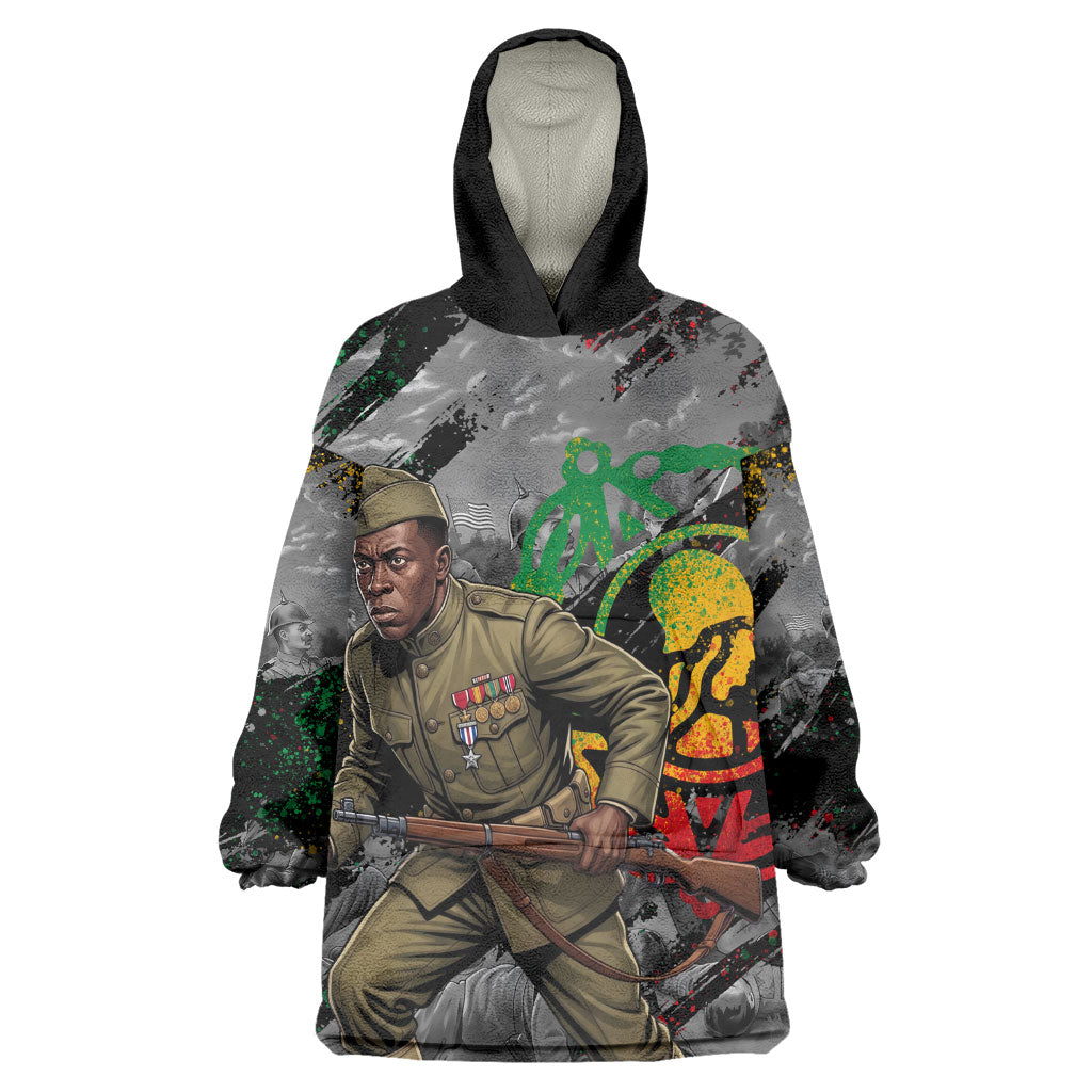 Henry Johnson Black History Month Wearable Blanket Hoodie Harlem Hellfighters Pan African Grunge Art