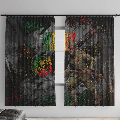 Henry Johnson Black History Month Window Curtain Harlem Hellfighters Pan African Grunge Art