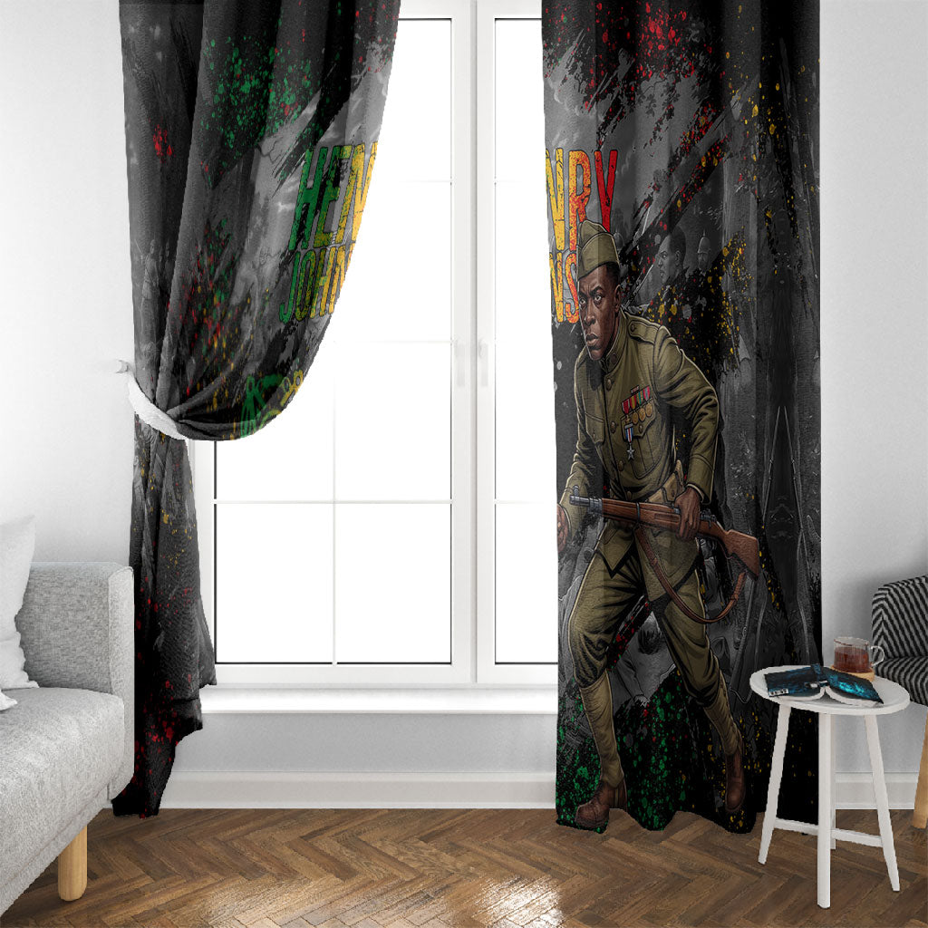 Henry Johnson Black History Month Window Curtain Harlem Hellfighters Pan African Grunge Art