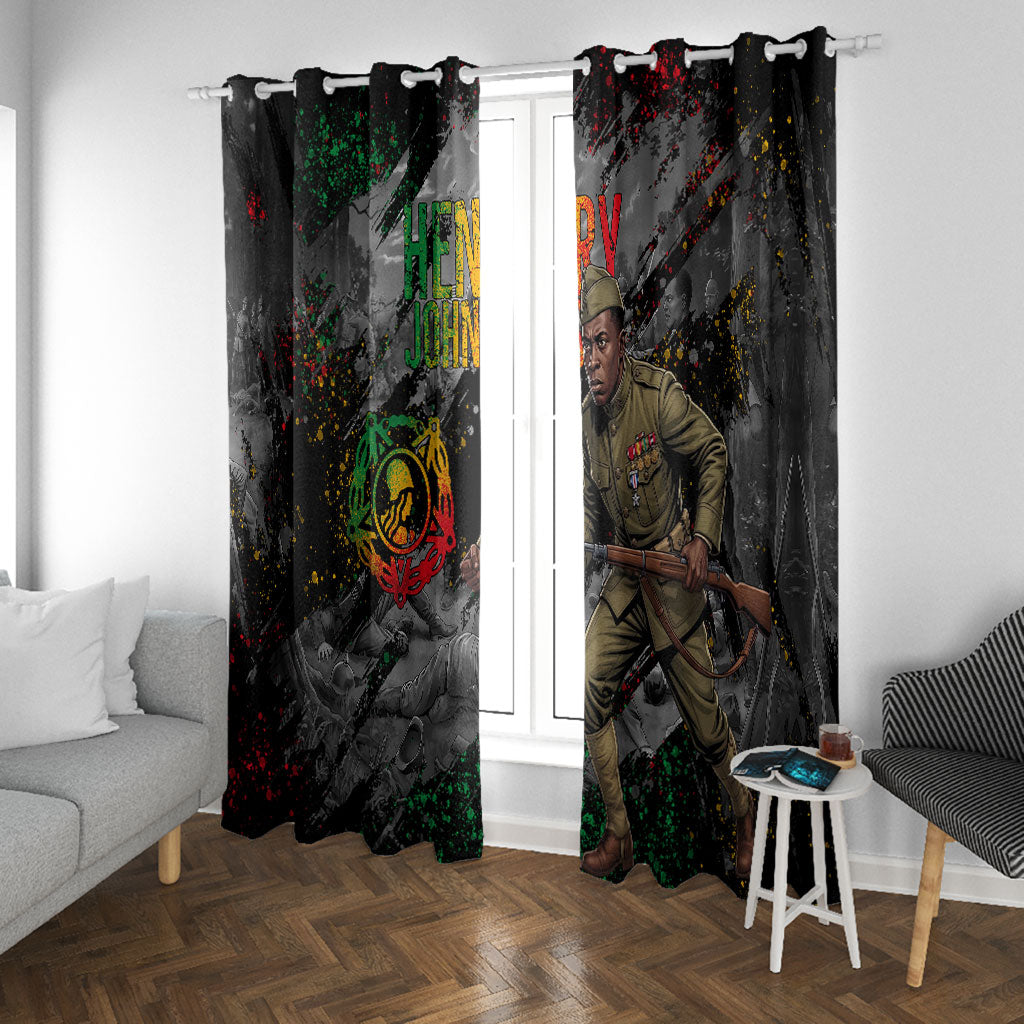 Henry Johnson Black History Month Window Curtain Harlem Hellfighters Pan African Grunge Art