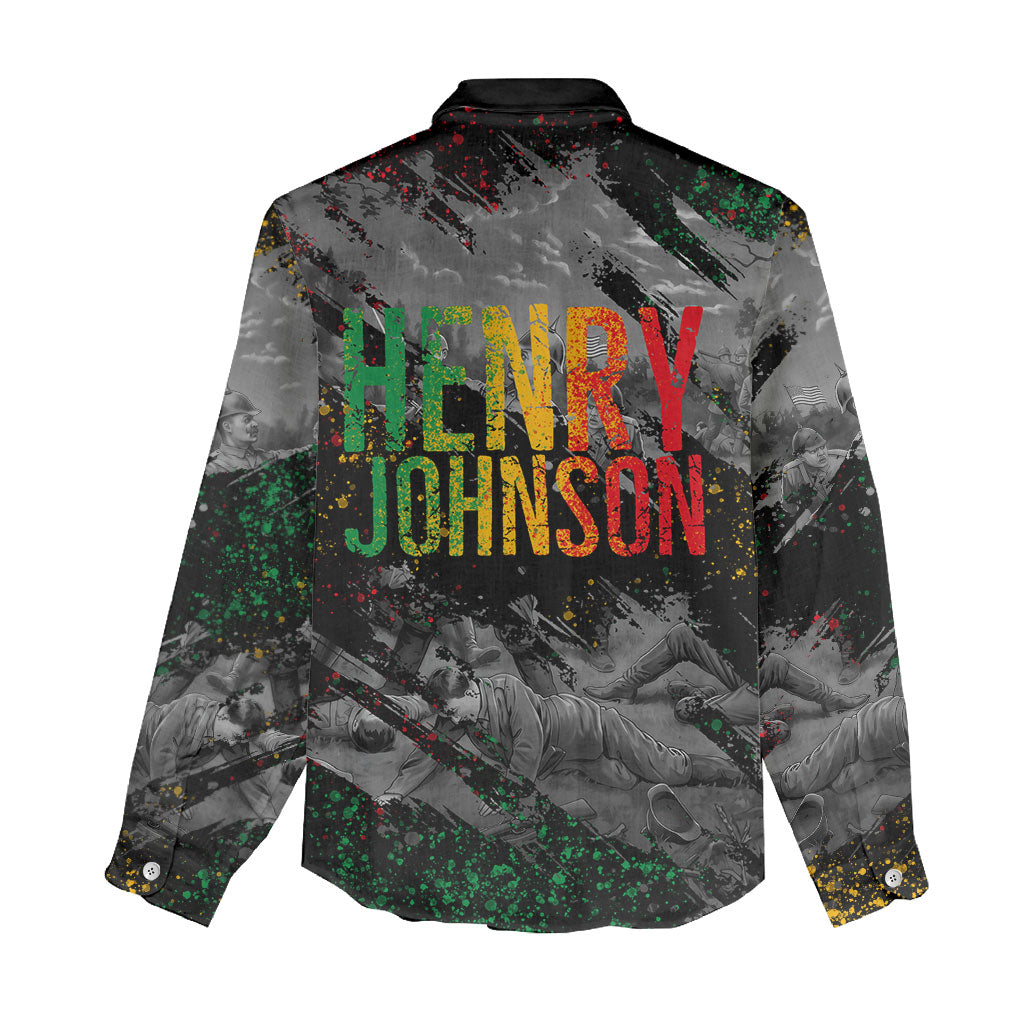 Henry Johnson Black History Month Women Casual Shirt Harlem Hellfighters Pan African Grunge Art