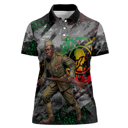 Henry Johnson Black History Month Women Polo Shirt Harlem Hellfighters Pan African Grunge Art
