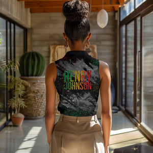 Henry Johnson Black History Month Women Sleeveless Polo Shirt Harlem Hellfighters Pan African Grunge Art