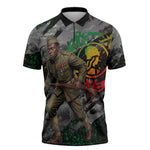 Henry Johnson Black History Month Zipper Polo Shirt Harlem Hellfighters Pan African Grunge Art