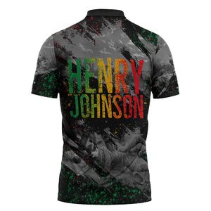 Henry Johnson Black History Month Zipper Polo Shirt Harlem Hellfighters Pan African Grunge Art