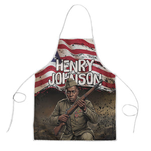 Henry Johnson Black History Month Apron Distressed US Flag American Hero Portrait