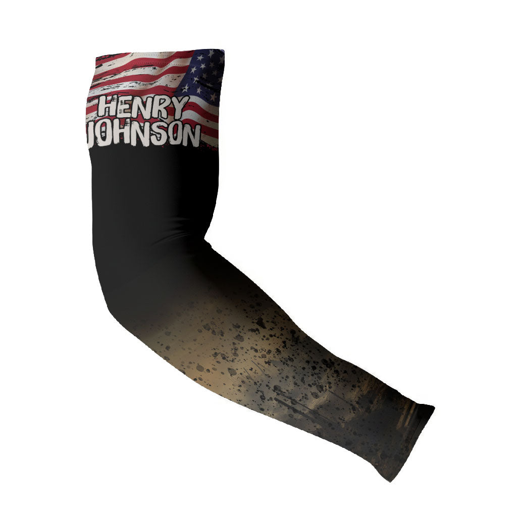 Henry Johnson Black History Month Arm Sleeves Distressed US Flag American Hero Portrait