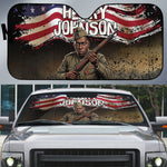 Henry Johnson Black History Month Auto Sun Shade Distressed US Flag American Hero Portrait