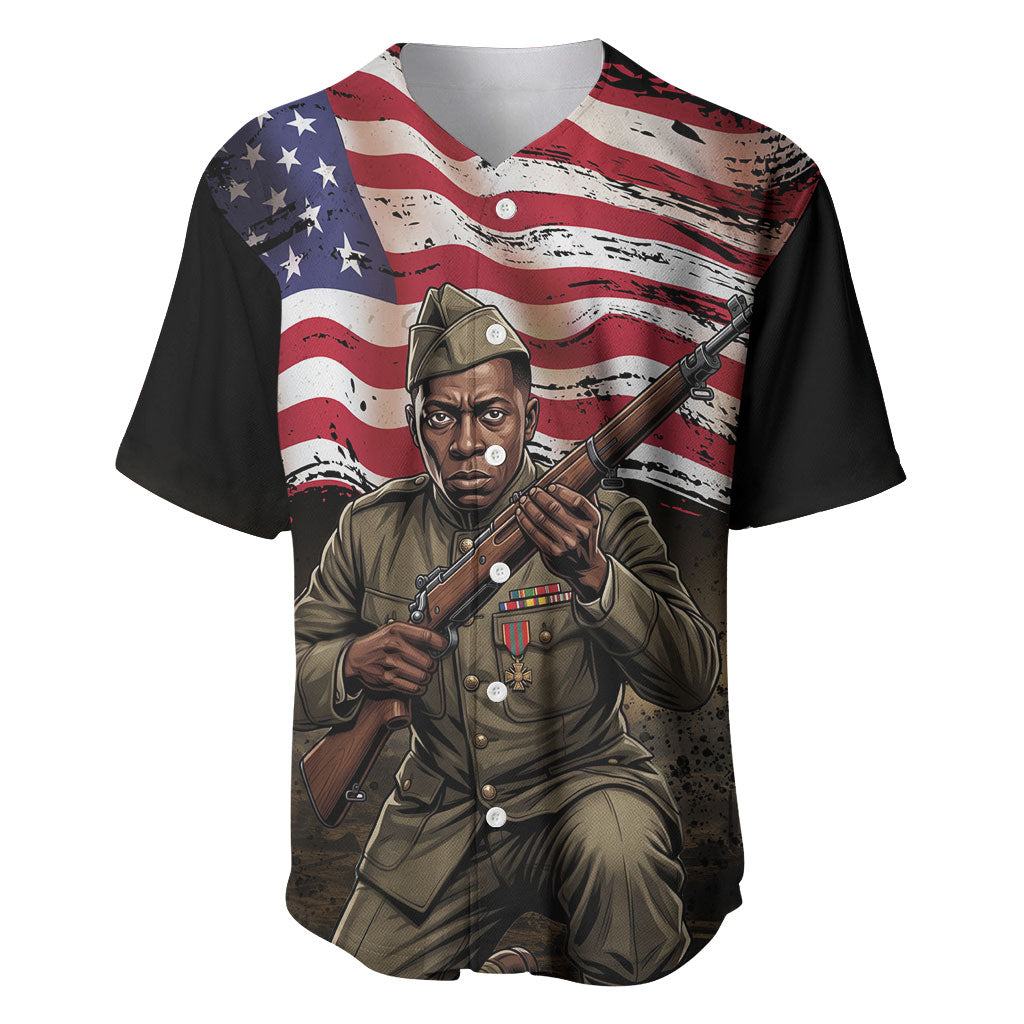 Henry Johnson Black History Month Baseball Jersey Distressed US Flag American Hero Portrait