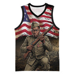 Henry Johnson Black History Month Basketball Jersey Distressed US Flag American Hero Portrait