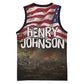 Henry Johnson Black History Month Basketball Jersey Distressed US Flag American Hero Portrait