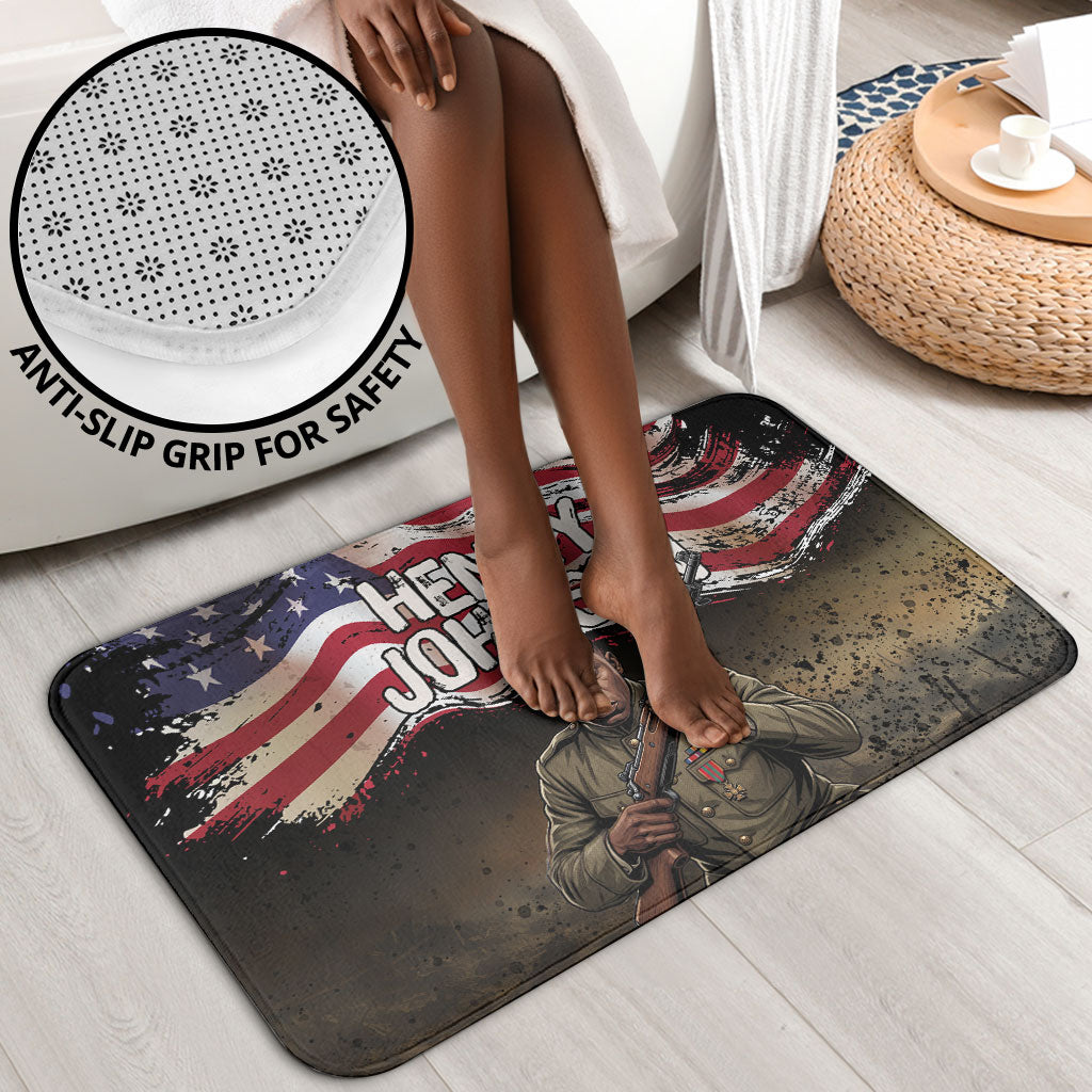 Henry Johnson Black History Month Bathroom Set Distressed US Flag American Hero Portrait