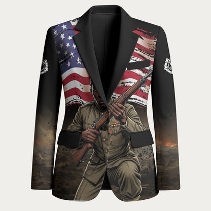 Henry Johnson Black History Month Blazer Distressed US Flag American Hero Portrait