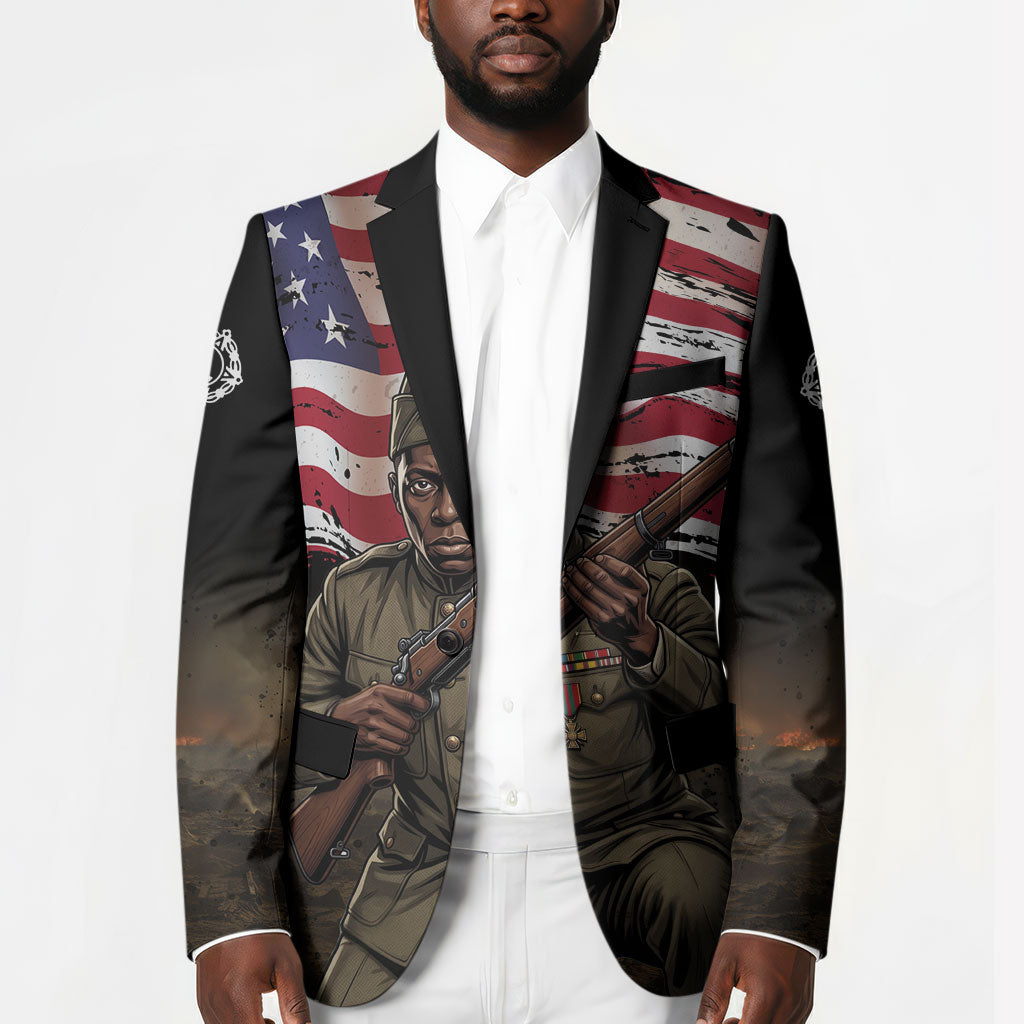 Henry Johnson Black History Month Blazer Distressed US Flag American Hero Portrait