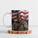 Henry Johnson Black History Month Ceramic Mug Distressed US Flag American Hero Portrait