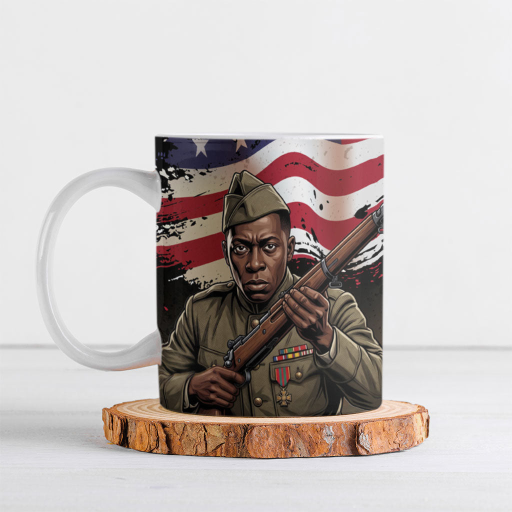 Henry Johnson Black History Month Ceramic Mug Distressed US Flag American Hero Portrait