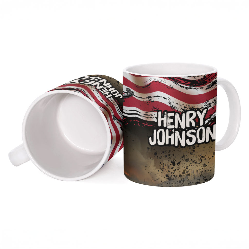 Henry Johnson Black History Month Ceramic Mug Distressed US Flag American Hero Portrait