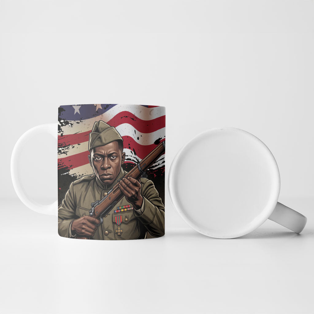 Henry Johnson Black History Month Ceramic Mug Distressed US Flag American Hero Portrait