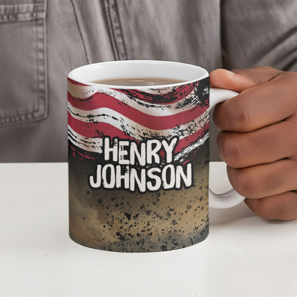 Henry Johnson Black History Month Ceramic Mug Distressed US Flag American Hero Portrait