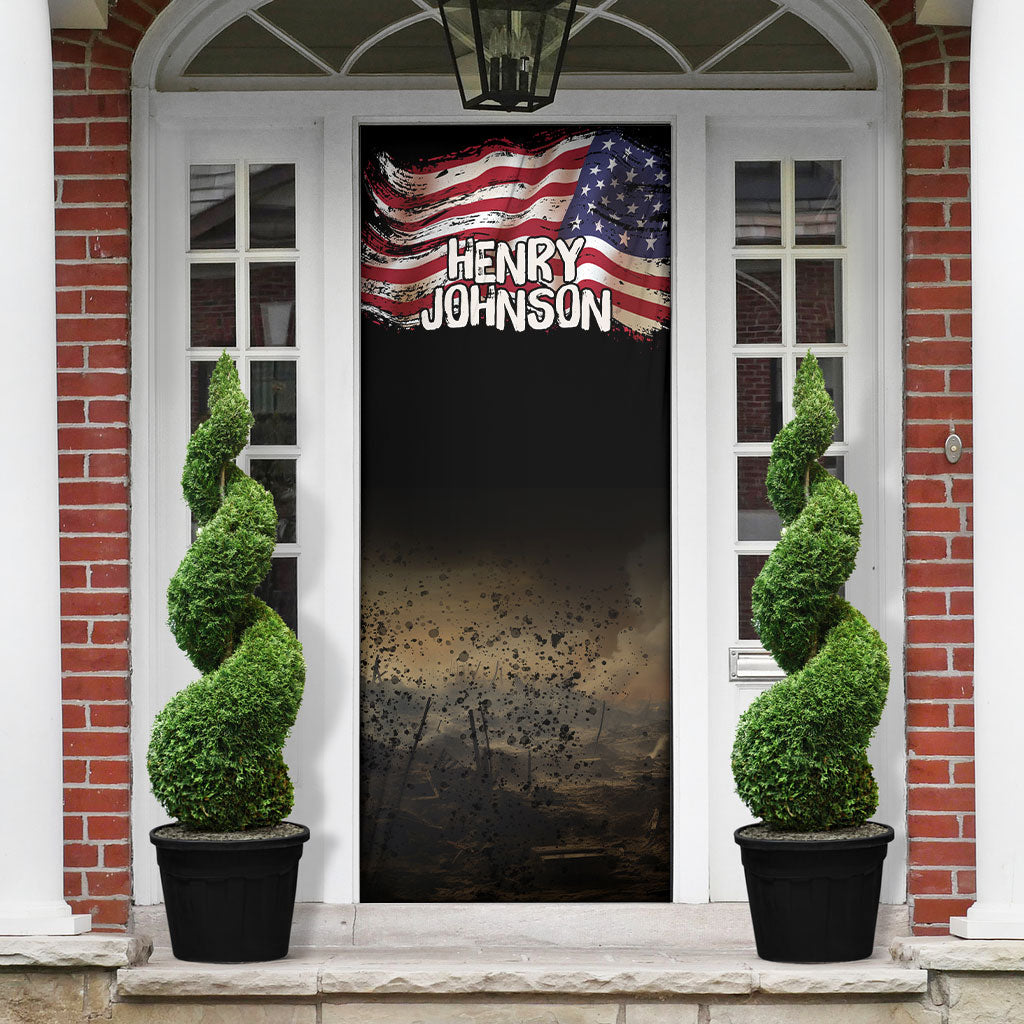 Henry Johnson Black History Month Door Cover Distressed US Flag American Hero Portrait