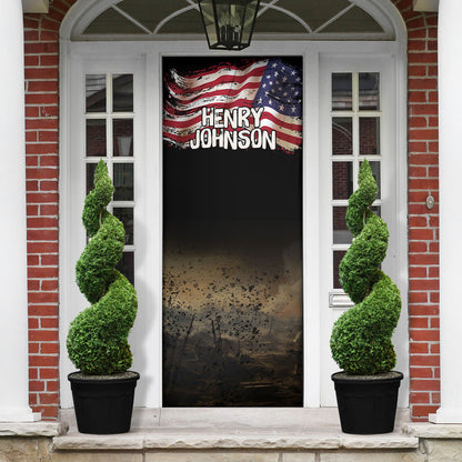 Henry Johnson Black History Month Door Cover Distressed US Flag American Hero Portrait