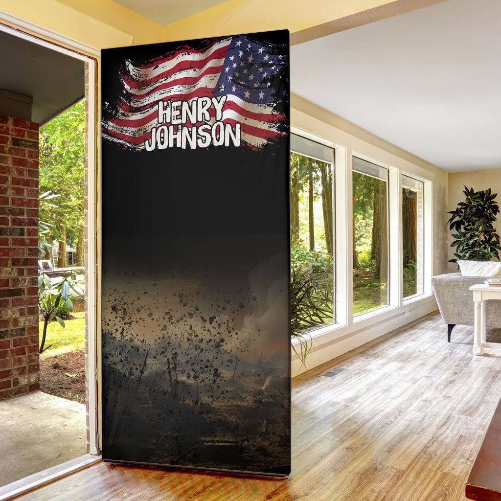 Henry Johnson Black History Month Door Cover Distressed US Flag American Hero Portrait