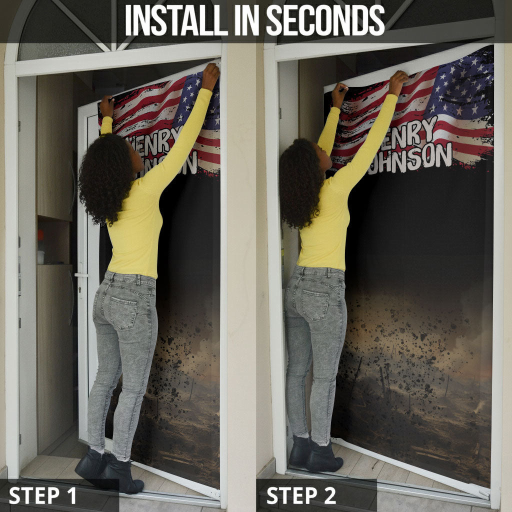 Henry Johnson Black History Month Door Cover Distressed US Flag American Hero Portrait