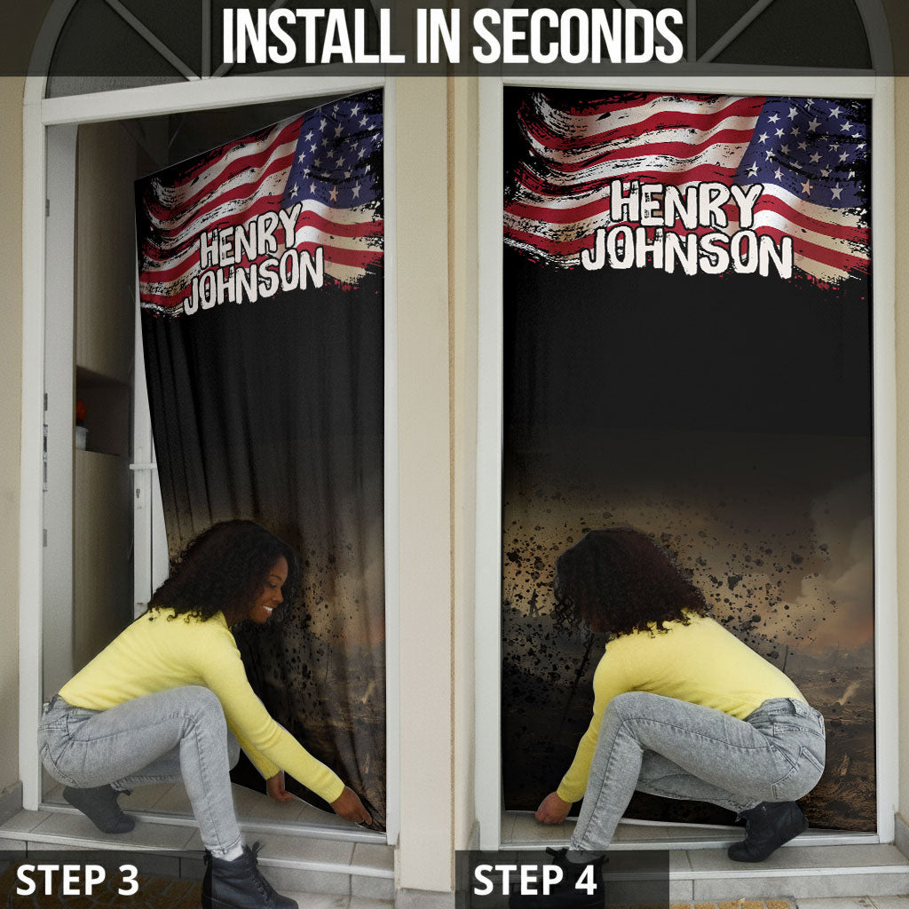 Henry Johnson Black History Month Door Cover Distressed US Flag American Hero Portrait