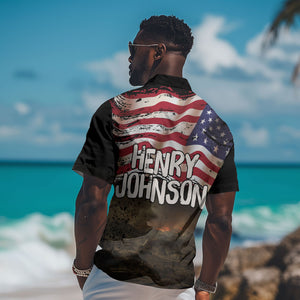 Henry Johnson Black History Month Hawaiian Shirt Distressed US Flag American Hero Portrait