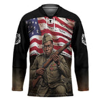 Henry Johnson Black History Month Hockey Jersey Distressed US Flag American Hero Portrait