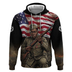 Henry Johnson Black History Month Hoodie Distressed US Flag American Hero Portrait