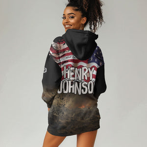 Henry Johnson Black History Month Hoodie Dress Distressed US Flag American Hero Portrait