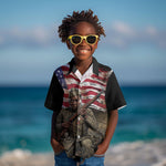 Henry Johnson Black History Month Kid Hawaiian Shirt Distressed US Flag American Hero Portrait