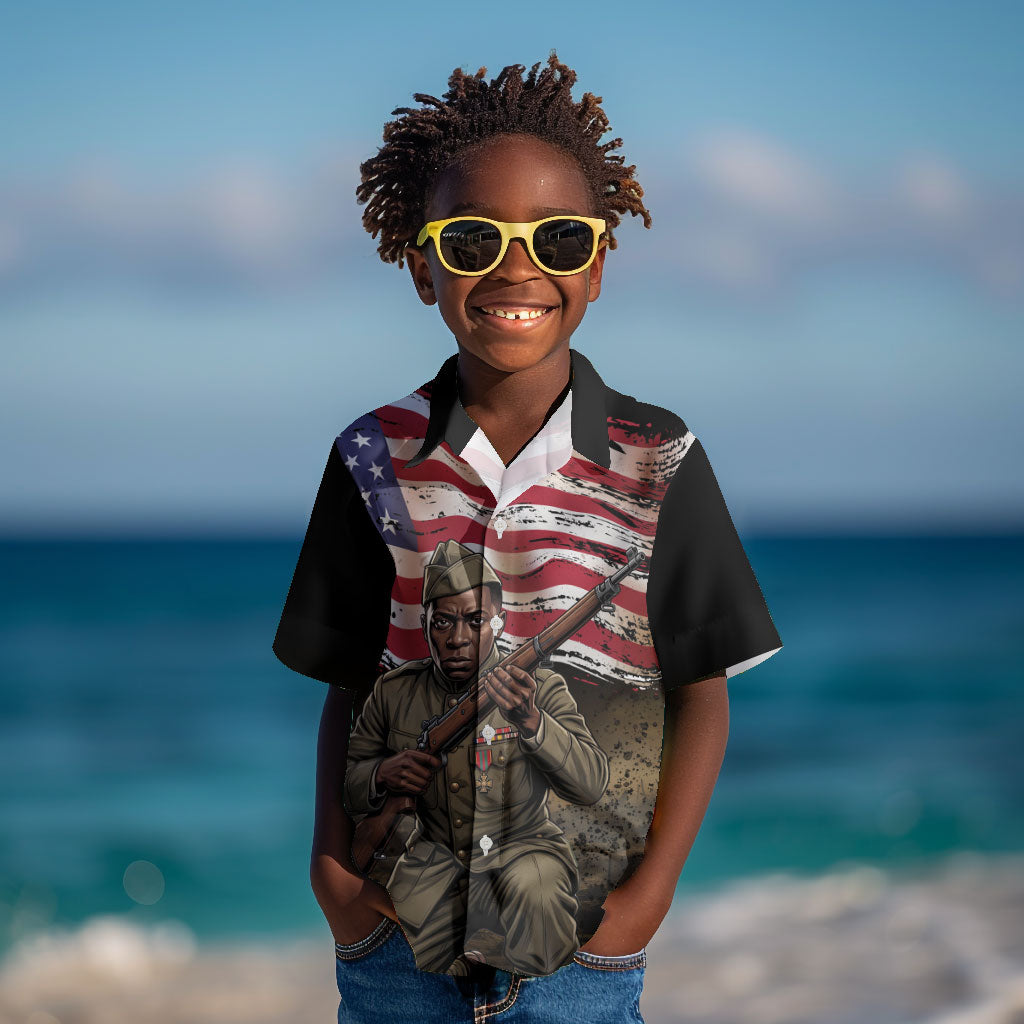 Henry Johnson Black History Month Kid Hawaiian Shirt Distressed US Flag American Hero Portrait