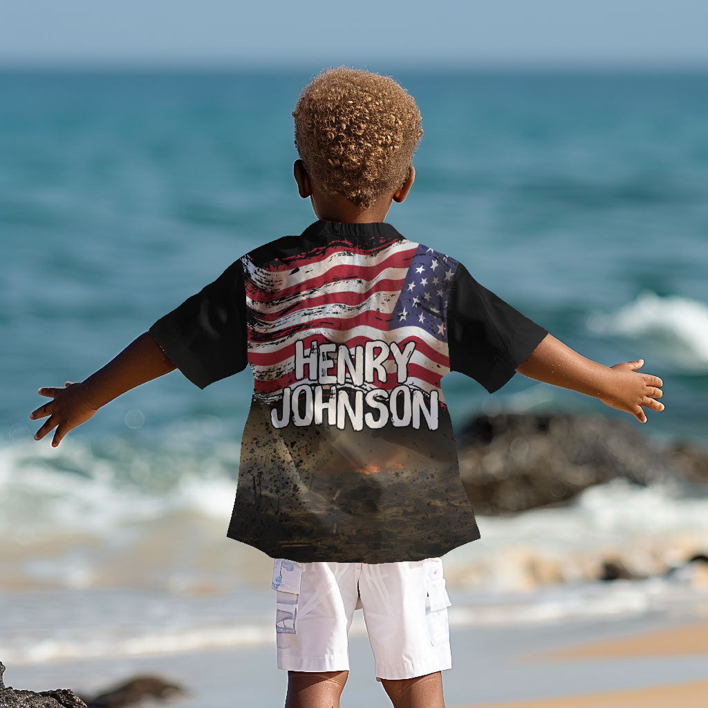 Henry Johnson Black History Month Kid Hawaiian Shirt Distressed US Flag American Hero Portrait