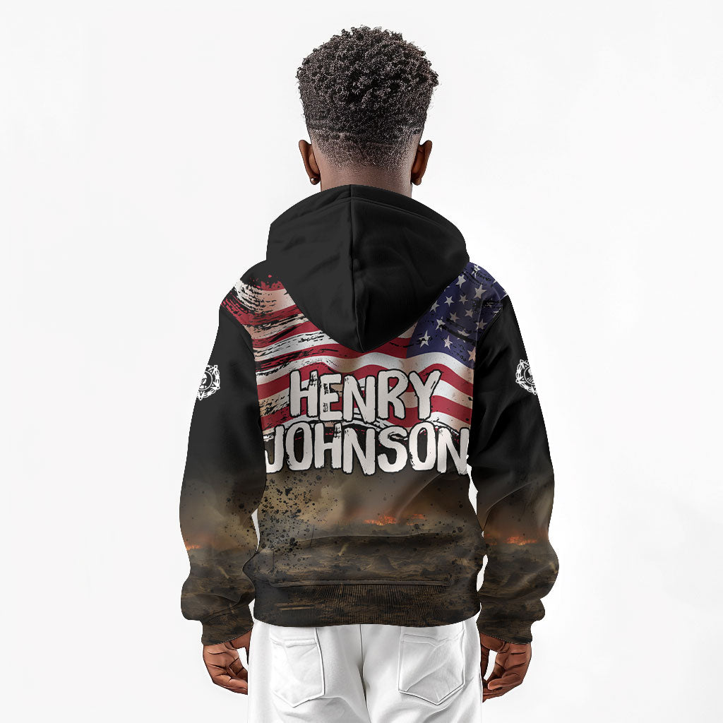Henry Johnson Black History Month Kid Hoodie Distressed US Flag American Hero Portrait