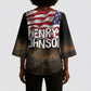 Henry Johnson Black History Month Kimono Sleeve Blouse Distressed US Flag American Hero Portrait