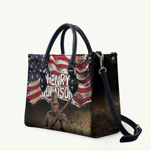 Henry Johnson Black History Month Leather Bag Distressed US Flag American Hero Portrait