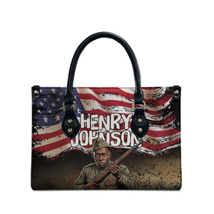 Henry Johnson Black History Month Leather Bag Distressed US Flag American Hero Portrait