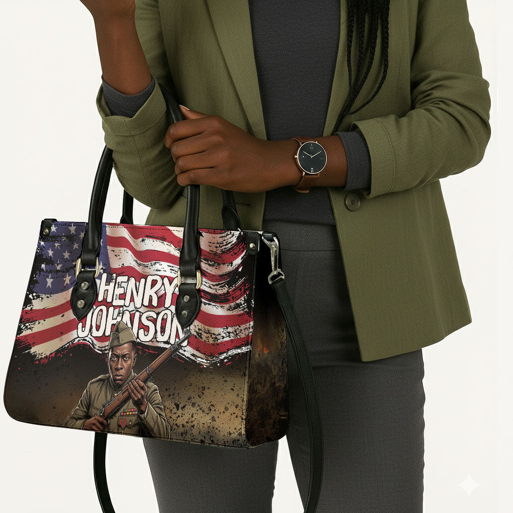 Henry Johnson Black History Month Leather Bag Distressed US Flag American Hero Portrait