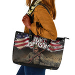 Henry Johnson Black History Month Leather Tote Bag Distressed US Flag American Hero Portrait