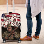 Henry Johnson Black History Month Luggage Cover Distressed US Flag American Hero Portrait