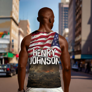 Henry Johnson Black History Month Men Tank Top Distressed US Flag American Hero Portrait