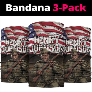 Henry Johnson Black History Month Neck Gaiter Distressed US Flag American Hero Portrait