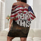 Henry Johnson Black History Month Off Shoulder Short Dress Distressed US Flag American Hero Portrait
