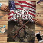 Henry Johnson Black History Month Puzzle Distressed US Flag American Hero Portrait