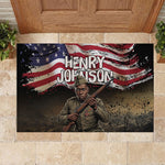 Henry Johnson Black History Month Rubber Doormat Distressed US Flag American Hero Portrait