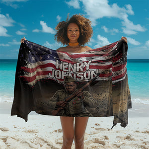 Henry Johnson Black History Month Sarong Distressed US Flag American Hero Portrait